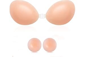 BVANZO Women's Invisible Strapless Bras, Reusable Stick On Bra Skin-Friendly Sticky Push Up Bra Adhesive Bra for Party, Bar, Wedding, Beach, and Everyday Wearing Backless Bra for Women