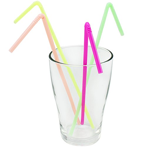 COM-FOUR® 500x bunte Trinkhalme, knickbar in verschiedenen Leuchtfarben - 3