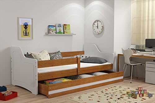 SOFIX single bed for children 160x80, wooden solid kids beds +free mattress + free storage (Alder)