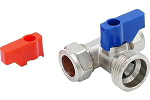 NPH PLUMBING & HEATING NPH Washing Machine Valve and Tee Handle, Silver, 15mm x 15mm x 3/4-inch BSP