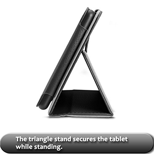 Amazon Fire 7-Hülle (7-Zoll-Tablet, 7. Generation – 2017), Infiland Slim Fit Folio PU-lederne dünne Kunstleder Schutzhülle Cover Tasche für Das neue Fire 7 (2017), 17,7 cm (7 Zoll) Display Tablet / 2015 Modell (mit Auto Schlaf / Wach Funktion)(Schwarz) - 6