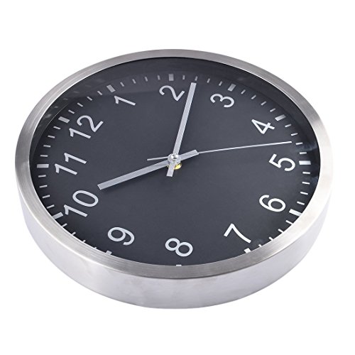 Wanduhr ohne Ticken (modern, lautlos, großes Ziffernblatt mit 30 cm, u.a. geeignet für Küche, Schuluhr, Klassenzimmer) schwarz - 5