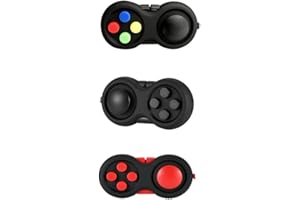 PLAYLEARN Pack of 3 Fidget Pad Toy Stress Reducer Hand Shank, Game Pad, Fidget Cube, Superior to Fidget Cube, Releases Stress, Anxiety, Stress Relief, ADD, ADHD, VOSO, Autism