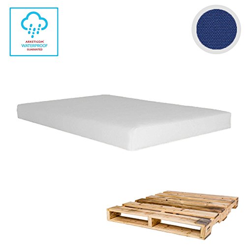 Arketicom Pallet One CHEOPE - Cojin Asiento para Sofa en Euro Palet con tejido para Exterior Impermeable y Desenfundable - interior Espuma de Poliuretano Alta Densidad Made In Italy Hecho a ManoMedidas 80x60x10 Cm: Color 499 - Blu Oscuro