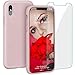 Produktbild ProBien Hülle für iPhone X/iPhone XS, Silikon Handyhülle mit Kostenlos Panzerglas, Anti-Fingerabdruck Schutzhülle Kratzfest Bumper Case Cover für iPhone X/iPhone XS-Rosa
