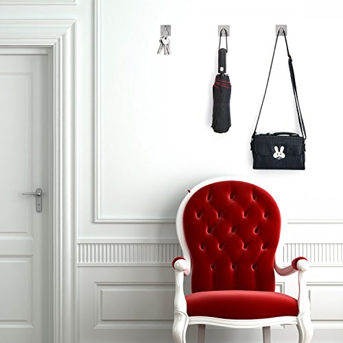 ZWOOS 4 Stk Selbstklebender Haken 3M Aufkleber Kleiderhaken Edelstahl Rostfrei Bad und Küche Handtuchhalter Kleiderhaken - 6