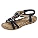 Produktbild Damen Flach Sandalen Sommer Bohemia Frauen Mädchen Böhmischen Mode Flache Beiläufige Sandalen Strand Sommer Flache Schuhe Frau Geschenk (EU:38, Schwarz)
