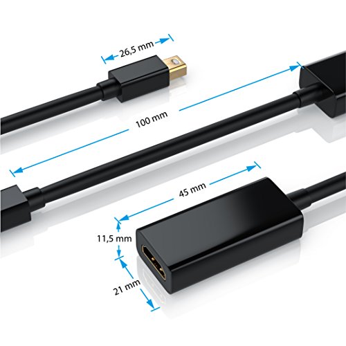 Full HD mini Displayport zu HDMI Adapter / Kabel (1080p) inkl. Audio Übertragung | miniDP Stecker zu HDMI Buchse | ideal für alle Apple-/ Lenovo Produkte / PC-Grafikkarten uvm. | vergoldete Kontakte - 4