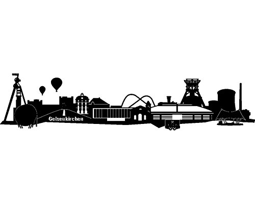 Wandtattoo Gelsenkirchen Skyline Schalke in 6 Größen und 19 Farben (150x33cm schwarz) - 3