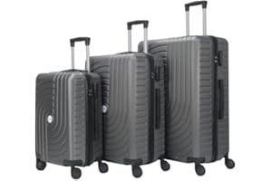 HOMEROKK PARIS Lot de 3 Valises 20"/24"/28" I Coque Rigide en ABS I Serrure à Code I 4 Roues à 360° I (Argent)