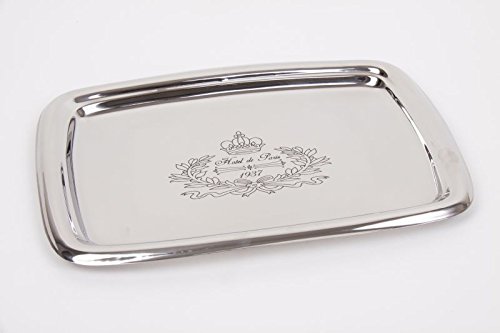 Preisvergleich Produktbild Edelstahl Tablett "Hotel de Paris" mit edler Verzierung