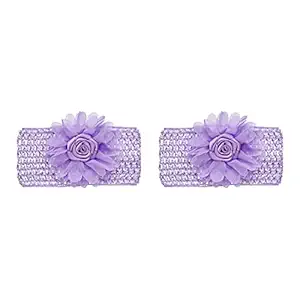 Amazon Brand - Solimo Kids Hair Bands with Flowers, Shiny Violet, Pack of 2