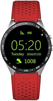 KW88 Smart Watch Cell Phone Android 5.1 OS 3G 1.39 inch 400*400 screen MTK6580 Quad Core support 2.0MP Camera Bluetooth SIM Card WiFi GPS Heart Rate Monitor (Red Silver)