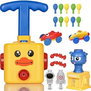 HIRNAYA Balloon Launcher & Powered Car Toy Set Aerodynamic Cars Racers Party Supplies Preschool Educational Science Stem Toys with Manual Balloon Pump for Kids Boys Girls 3+ and Classroom