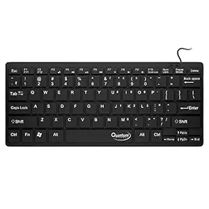 Quantum QHM7307 Mini Spill-Resistant USB Wired Slim Keyboard with Chocolate Keys Having 10 Million keystrokes for Laptop/Desktop (Black)