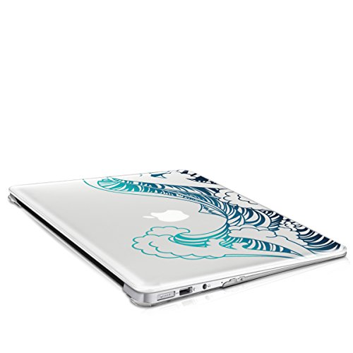 kwmobile Crystal Hülle für Apple MacBook Air 13″ (ab Mitte 2011) Hard Case – dünne durchsichtige transparente Schutzhülle Cover Tasche Wellen Design Blau Dunkelblau Transparent - 9