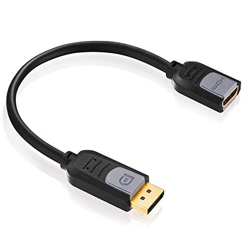 deleyCON DisplayPort zu HDMI Adapter - FullHD / 1080p / 3D / HDCP / Audioübertragung - DP Stecker auf HDMI Buchse - vergoldet - für Apple Mac / PC / Notebook / Monitor / Beamer / TV / Grafikkarte