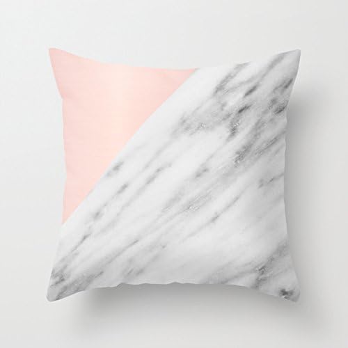 LCArtStore White Marble Pink 18x18 Inch Cotton Linen Decorative Pillow Case Throw Pillow.