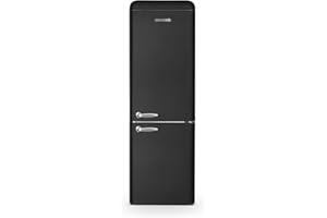 SCHNEIDER SCB300VB, Réfrigérateur combiné vintage, 304L (211+93), Froid brassé, Dégivrage automatique, Pose libre, Pieds réglables, 3 clayettes verre, Noir