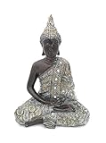 buddhismus farben schwarz silberne , meditierende Buddha Statue, Feng Shui Dekoration