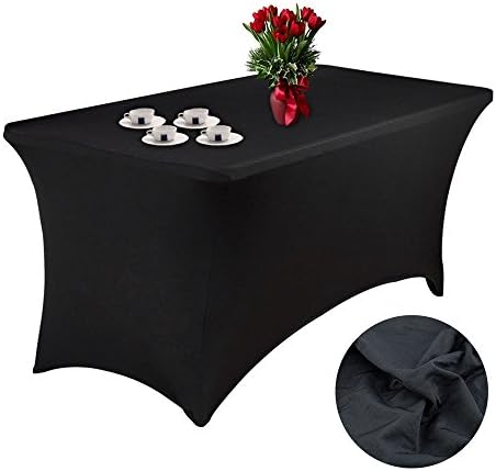 Rectangular Stretch Tablecloth-Spandex Linen Tight Fit for Tradeshows Vendors Weddings Jewelry Parties Professional Presentations (6FT/180cm)