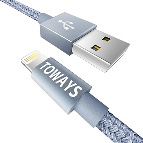 Toways Lightning Kabel [Apple MFi zertifiziert] iPhone Nylon USB Ladekabel Datenkabel für iPhone 7 / 7 Plus / 5 / iPhone 6 / iPhone SE / 6 / 6 Plus / 6s / 6s Plus / 5 / 5c / 5s, iPad Pro Air Air 2 mini2 mini3 4th Gen, iPod Nano 7th Gen, DJI Mavic Pro Drone - 1m Grau