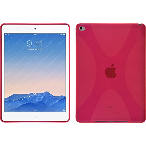 PhoneNatic Case für Apple iPad Air 2 Hülle Silikon pink X-Style Cover iPad Air 2 Tasche + 2 Schutzfolien