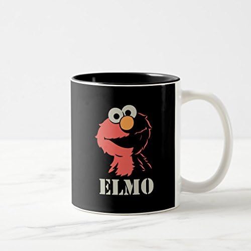 Elmo Half Mug, Black Two-Tone Mug 11 oz