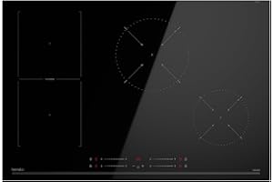 Hermitlux Piano Cottura Induzione 4 Fuochi da Incasso, 77 cm, 7000W, Flex Zone, 9 Livelli di Potenza, Funzione Booster, Timer, Blocco Bambini