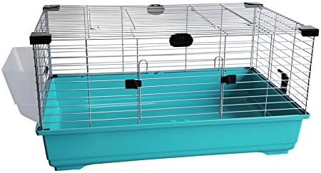 Wildlife Kingdom Large Indoor Rabbit 100cm Cage Bunny Guinea Pig Small Animals Hutch Many Colours (Turquoise Rabbit 100 Cage)