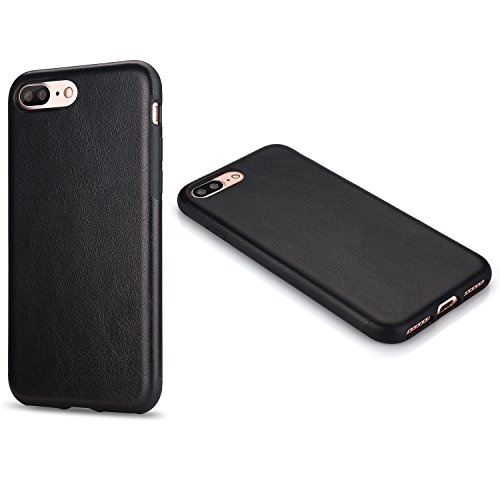 TENDLIN Funda iPhone 7 Plus Funda iPhone 8 Plus Cuero Silicona TPU H  brido Suave Carcasa para iPhone 7 Plus y iPhone 8 Plus  Negro 