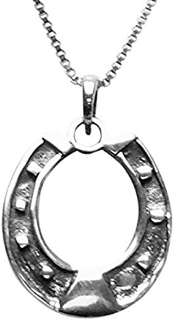 Sterling Silver Horseshoe Necklace - 16 to 18" Adjustable Box Chain - BRANDED GIFT BOX