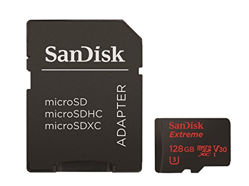 SanDisk Extreme 128 GB microSDXC Speicherkarte + SD-Adapter bis zu 90 MB/Sek, Class 10, U3 , V30 - 3