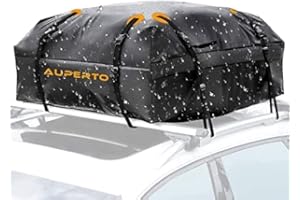 AUPERTO Bagażnik dachowy, 450 l, składany, wodoszczelna torba dachowa do podróży i transportu bagażu, do samochodów, vanów, SUV-ów, czarna