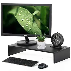 INDIAN DCOR . Indian Decor 39100 Wood Monitor Screen Riser Stand Desktop Stand With Keyboard Storage Fit Pc Imac Laptop Lcd Led Tv - Dark Color