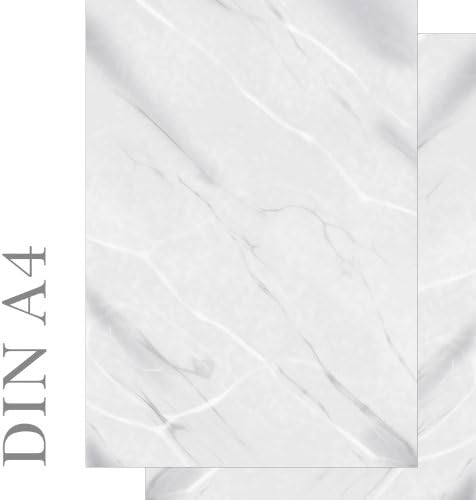 Writing Paper Marble Grey/White Design Paper Printed on Both Sides 50 Sheets DIN A4 90 g/m² 5492