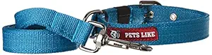 Pets Like Polyester Collar and Leash Set 25 mm(Sky Blue)