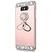 Produktbild kompatibel mit LG G6 Hülle,Glänzend Glitzer Kristall Strass Diamant Überzug Spiegel TPU Silikon Hülle Tasche Etui Silikon Handyhülle Schutzhülle mit 360-Grad Handy Ring Ständer für LG G6,Rose Gold