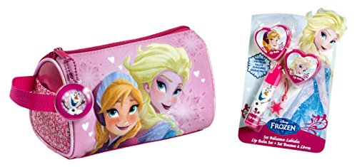 Disney Frozen Geschenkset Fruchtiges Lippenbalsam und Kulturtasche, 1er Pack (1 x 2 Stück)