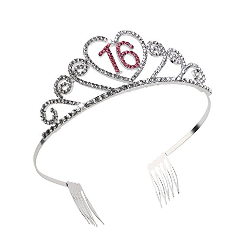 Pixnor 16. Geburtstag Tiara Kristall Prinzessin Crown - 2