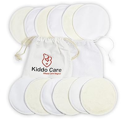Kiddo Care Pads d'allaitement en bambou biologique lavable -12 BLACK PACK (6 paires) - Coussinets d'allaitement réutilisables, coussinets de soutien-gorge, étanches, ultra-doux, imperméables, coussin