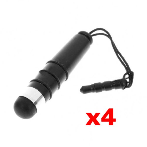 Touch Screen Pen - TOOGOO(R) 4 x Mini Stylus Touch Screen Pen mit Anti-Staub-Stecker an 3.5 mm Kopfhoerer Anschluss Schwarz
