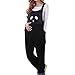 DEHANG Women Cotton Maternity Pants With Pockets Suspender Pants Bib Size M - Black