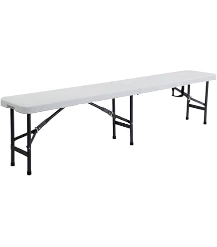 Tavolo Pieghevole In Resina Bianca 180x74x74 Cm - Portatile Con Borsa, Per Eventi, Campeggio, Catering, Casa, Facile Pulizia