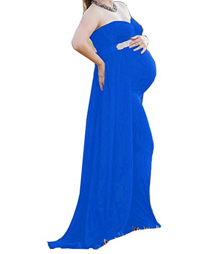 sachin and babi light blue dress Seindeal Off Shoulder Maternity For Babyshower PhotoShoot Chiffon Flowy Maxi  Dress  SeinDeal