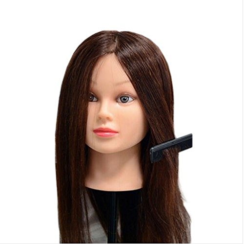 22" Hair Hairdressing Training Head Practice Mannequin Clamp Cut (Dark brown/synthetic)