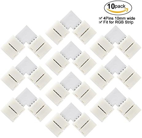 L-shape Conductors Right Angle Connectors for LED 5050 RGB Strip Light, 10 Pcs
