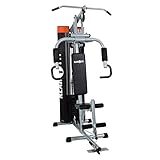 Klarfit The Mountain máquina de fitness (entrenamiento de dorsales, tracción por cable para mano y pie, butterfly, press banca, remo, estiramientos, 100 kg de carga máxima)