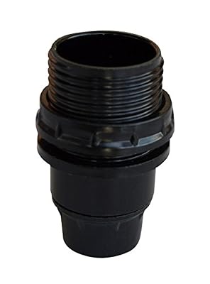Tibelec 810420 Douille pour Ampoule E14 Isolée Demi-Filetée Bakélite Noir 2,7 x 5,3 cm + Bague