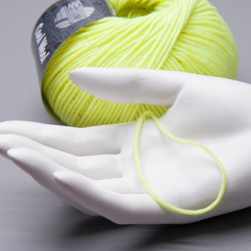 Lana Grossa Merino superfein „Cool Wool“ 2009 neon gelb 50g Wolle - 2